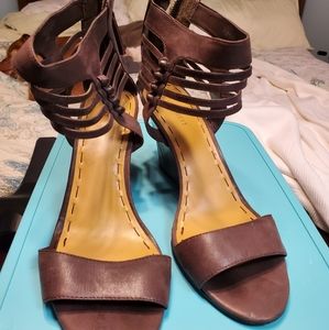 Nine West leather Ankle strap wedges
